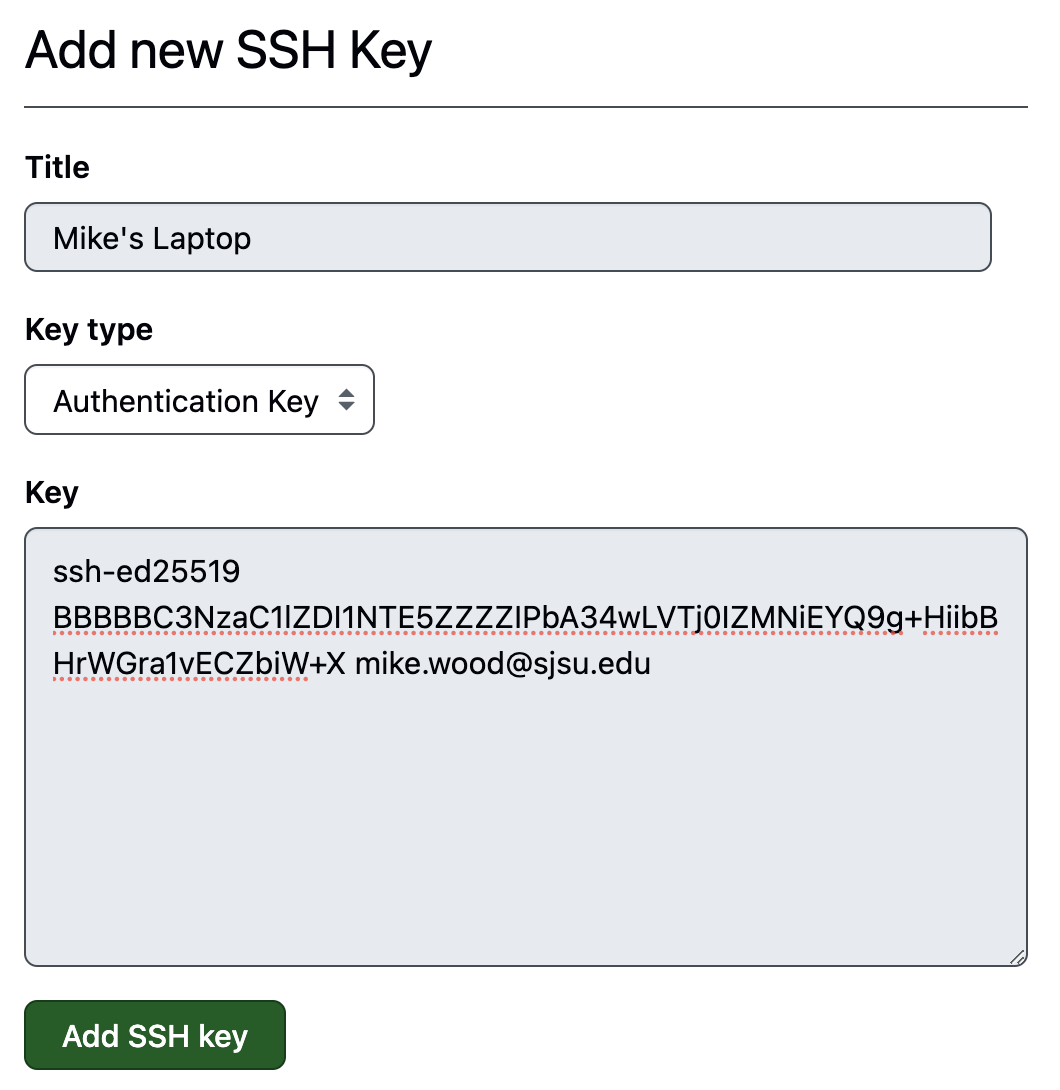 Screenshot of SSH key generation