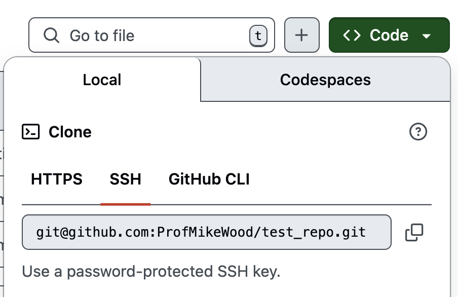 A screenshot showing where the SSH path is located.