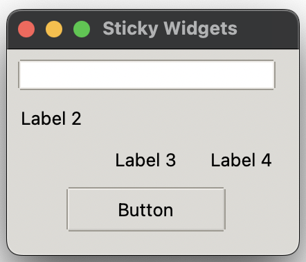 Screenshot of a GUI with example widgets