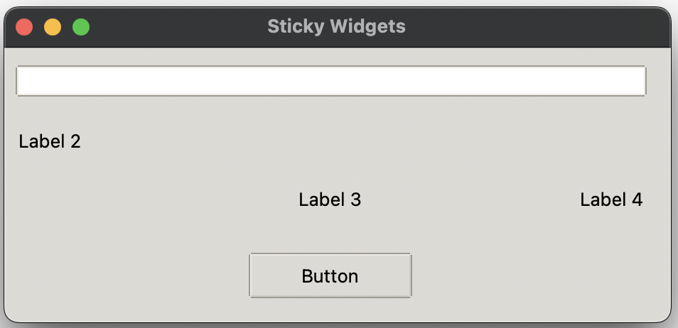 Screenshot of a GUI with example widgets