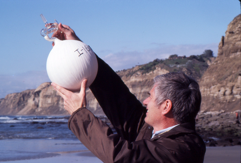 Charles Keeling taking a CO2 measurement