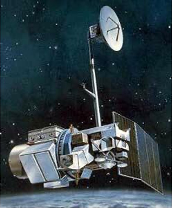 Artist depiction of the Landsat 4 satellite, image from NASA.